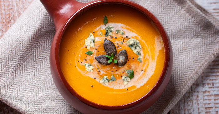 Crema de calabaza con queso azul