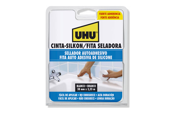 Cinta selladora adhesiva cocina y baño silkon 3,5 m x 38 mm blanco