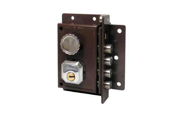 Cerradura seguridad sobreponer c911-d  cilindro redondo 50mm 87x32x140mm marron derecha