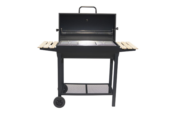 Barbacoa carbon barril dos mesas auxiliares 120 x 53 x 102 cm
