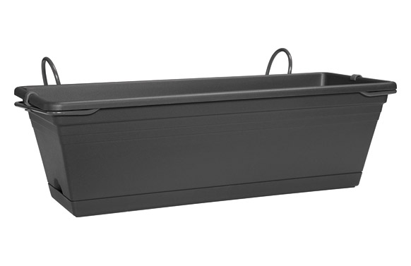 Maceta balconera  rectangular mediterranea 27 x 50 cm antracita