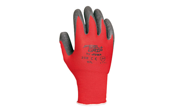 Guante poliester recubierto latex rugoso feel + grip talla 9 rojo