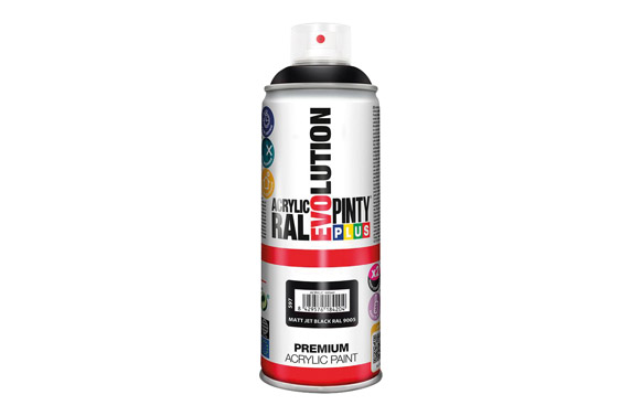 Pintura spray acrilica evolution mate 520 cc ral 9005 negro intenso 