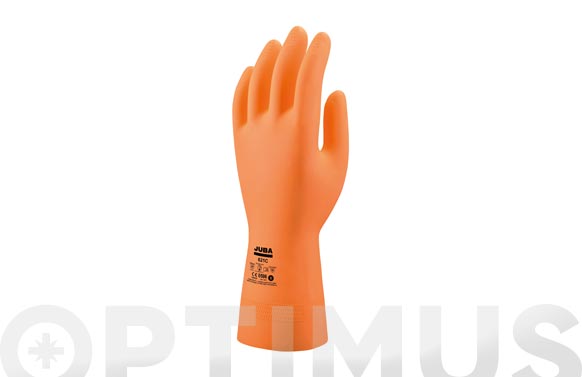 Guante latex naranja flocado talla 8