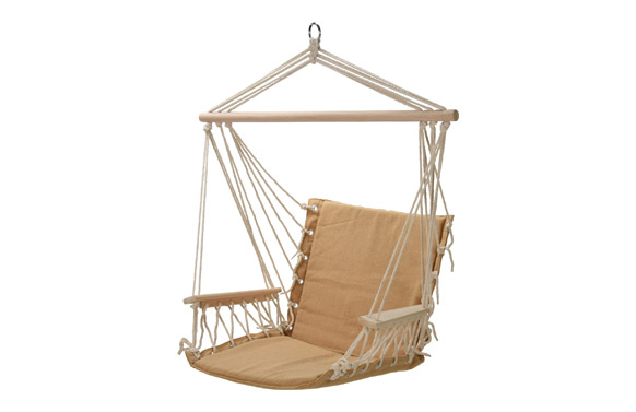 Silla/hamaca colgante algodon 100 x 53 cm arena